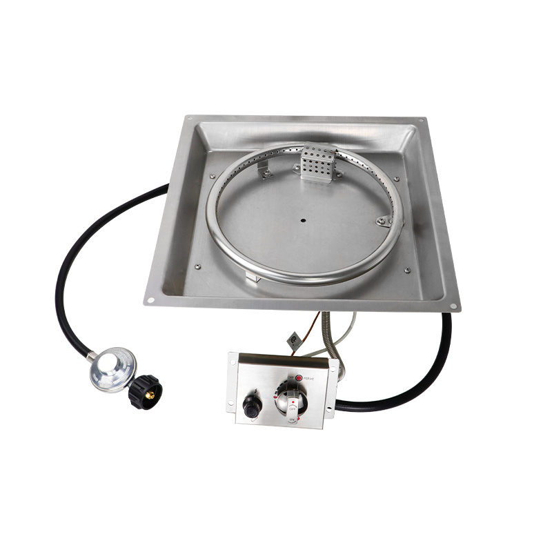 420mm Square Stainless Steel Drop-in Fire Pit Kit Table 