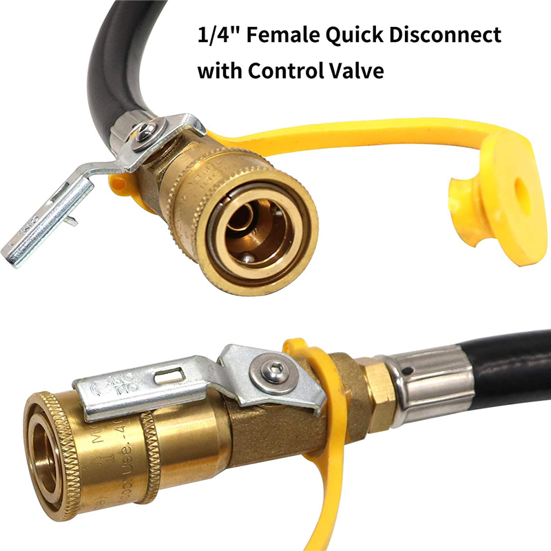 12FT RV Quick Connect Propane Hose with Elbow Adapter