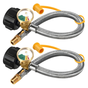 1/4" RV Propane Braided Hose with Gauge for 2Stage Regulator
