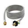 12FT POL Propane Braided Hose Adapter with Gauge Converter
