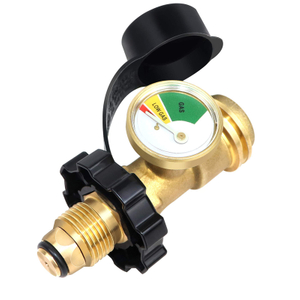Brass Propane Tank Adapter with Gauge Converts POL to QCC1