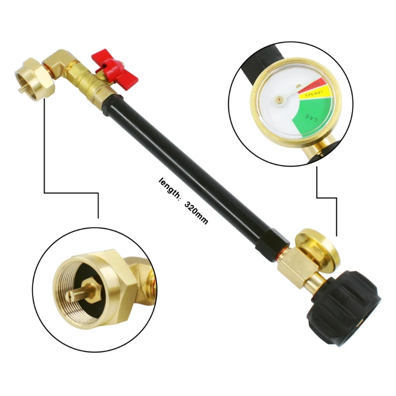 Propane Refill Elbow Adapter Level Indicator with Gauge 