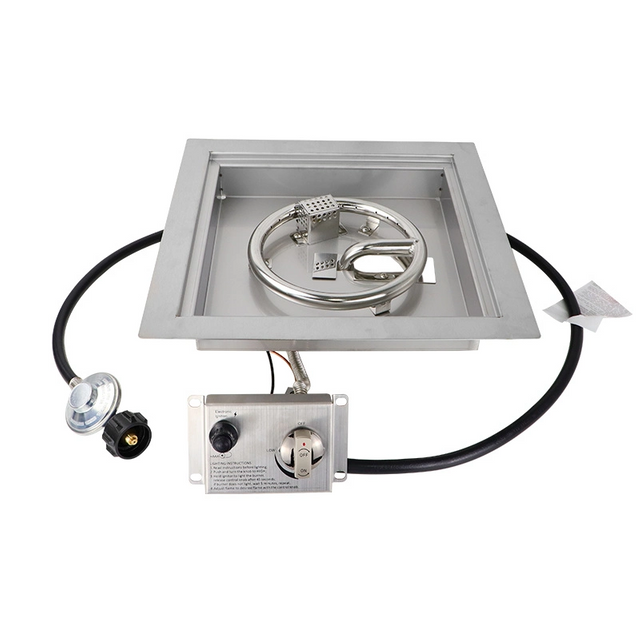 Square Stainless Steel Gas Fire Pit Pan with Burner Kit
