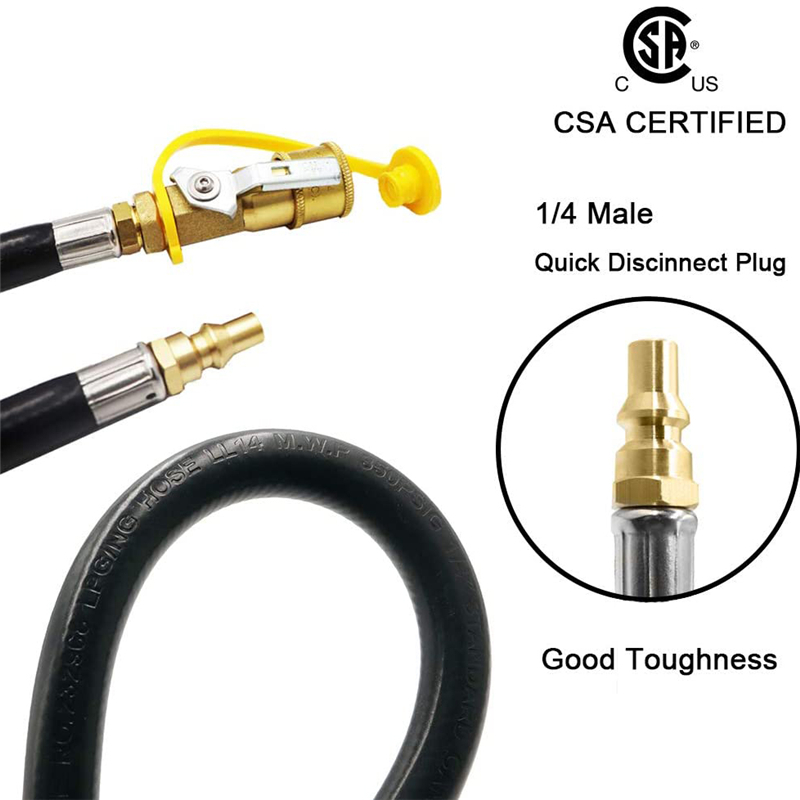 12FT Low Pressure RV Propane Quick Connect Hose with Valve