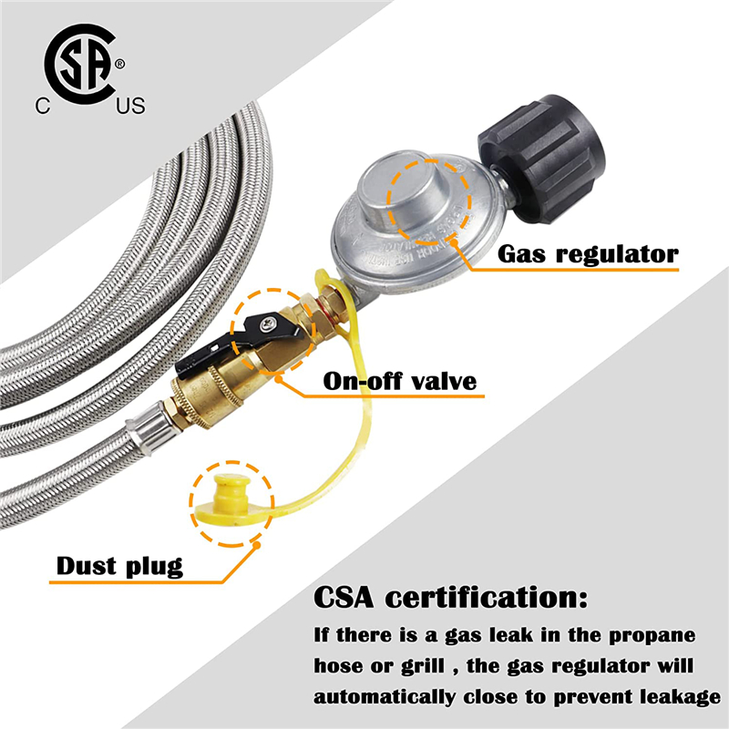 CSA Gas Grill Regulator with 1/4" Quick Connect Adapter
