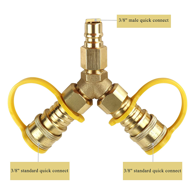 3/8" Y Splitter Natural Gas Quick Connect Fittings for Weber