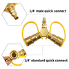 1/4" Brass Y-Splitter Propane Quick Connect and Disconnect 