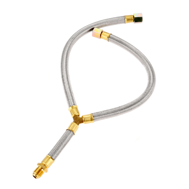 Propane Braided Hose Y Splitter 3/8" Flare Connector Kit