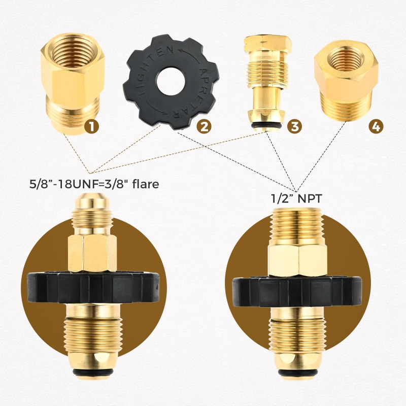 POL with Hand Wheel Propane Tank Adapter 1/2'' Male NPT