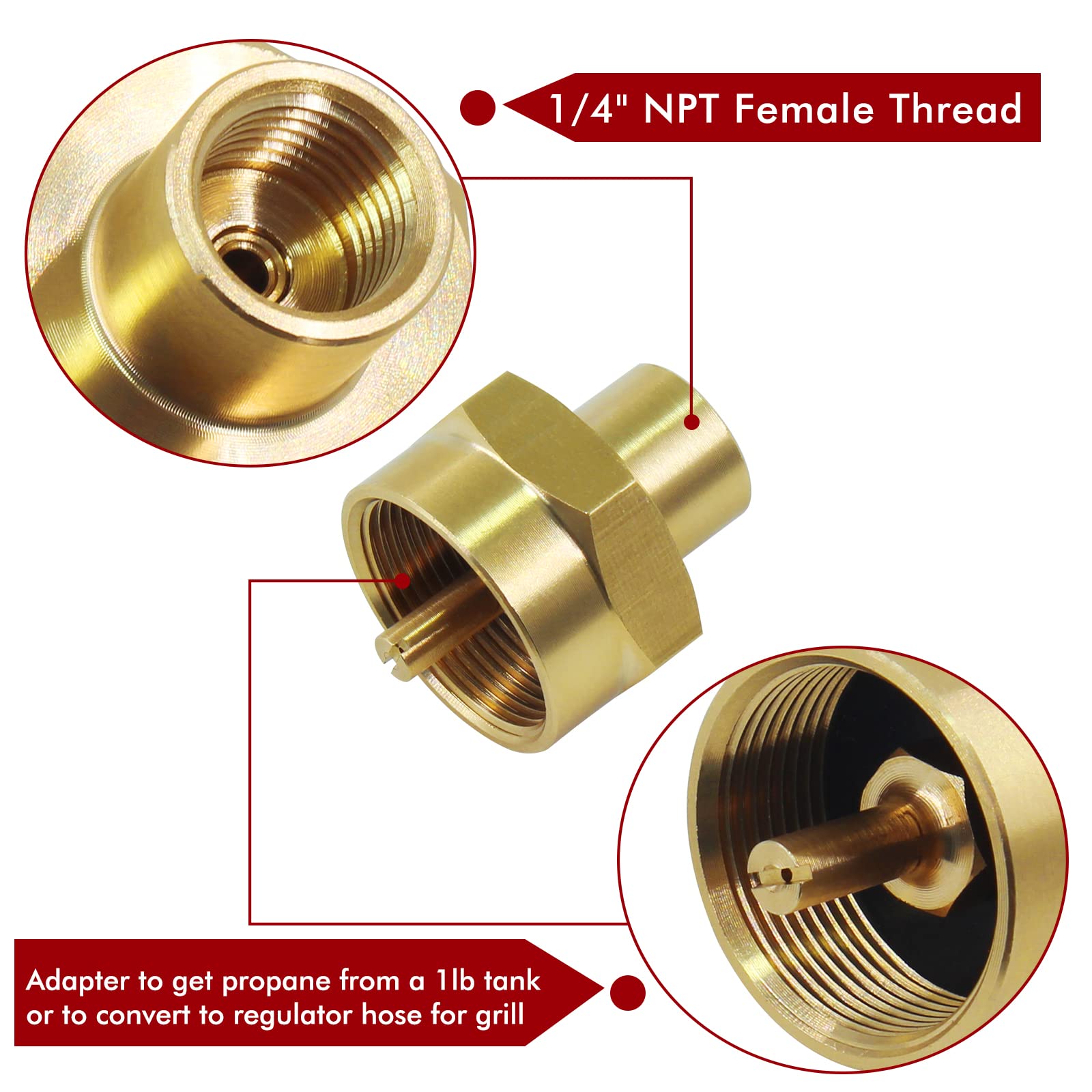 1/4" NPT Male 1LB Propane Gas Bottle Refill Connector