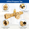 Propane Brass 4 Port Tee Kit 5FT and 12FT Braided Hose