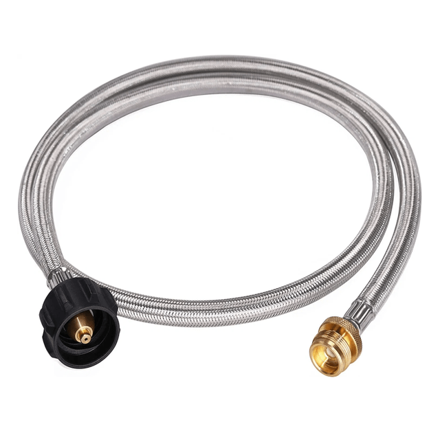 5FT Stainless Braided Propane Adapter Hose QCC Fitting