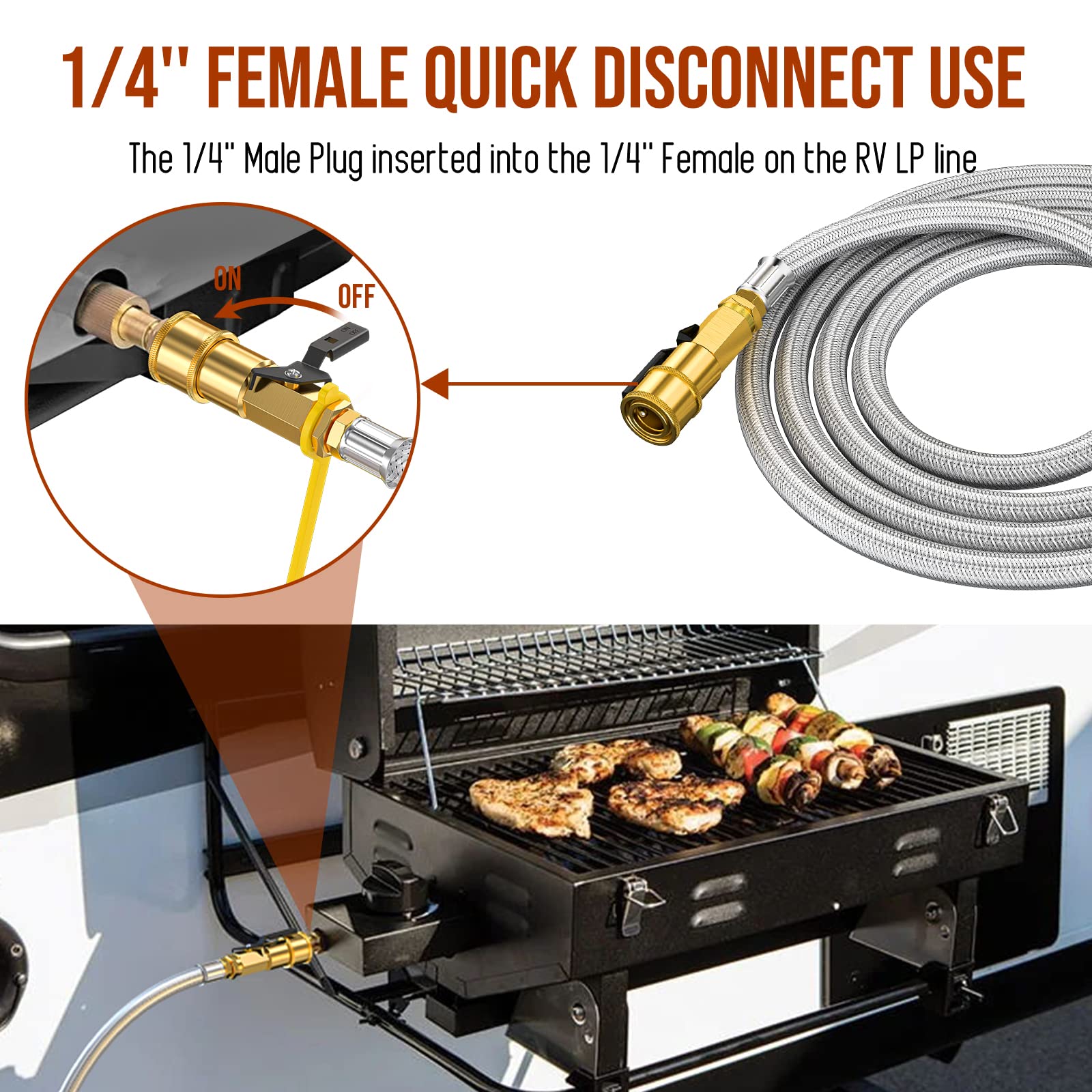 Propane SS Hose Quick Connect Fitting with 1/4" Male Plug