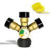 3Way Propane Tank Splitter POL with Gauge and Shut-Off Valve