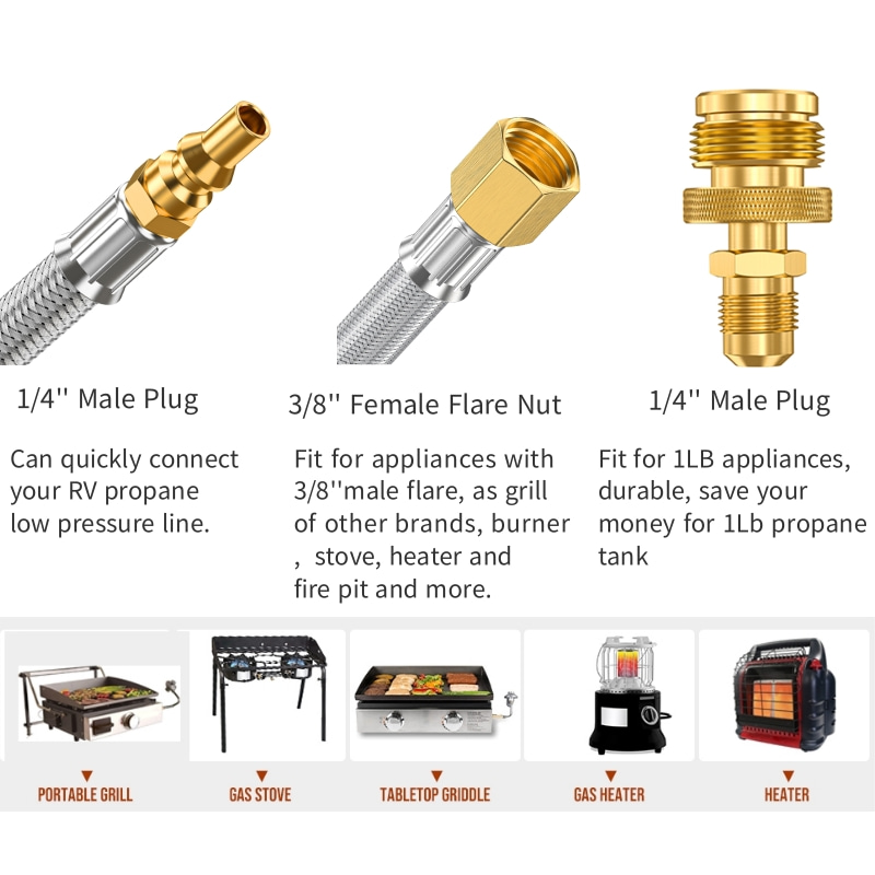Propane SS Hose with 1/4'' Quick Disconnect Connect for RV