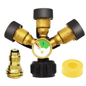 3Way Propane Tank Splitter POL with Gauge and Shut-Off Valve