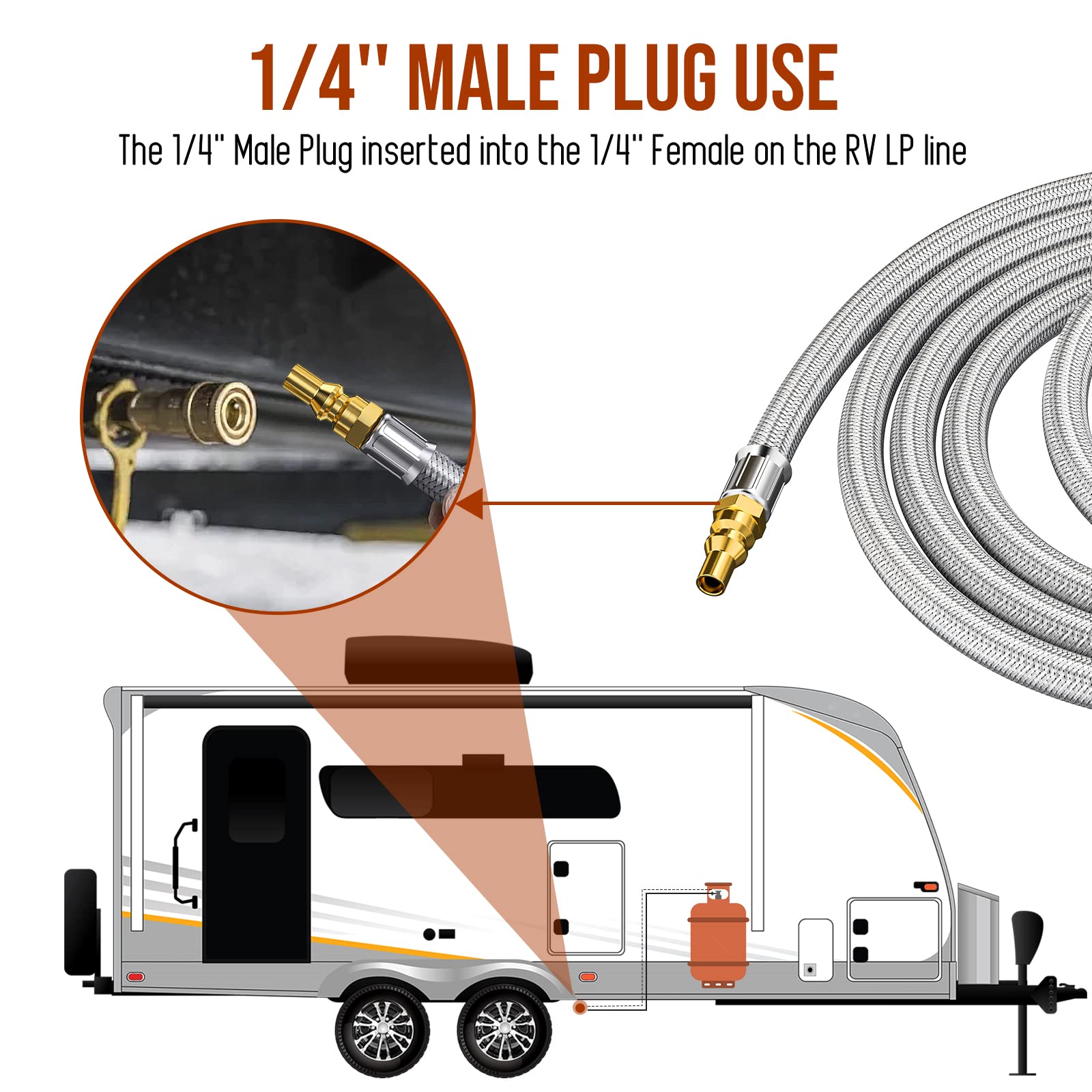 Propane SS Hose with 1/4'' Quick Disconnect Connect for RV