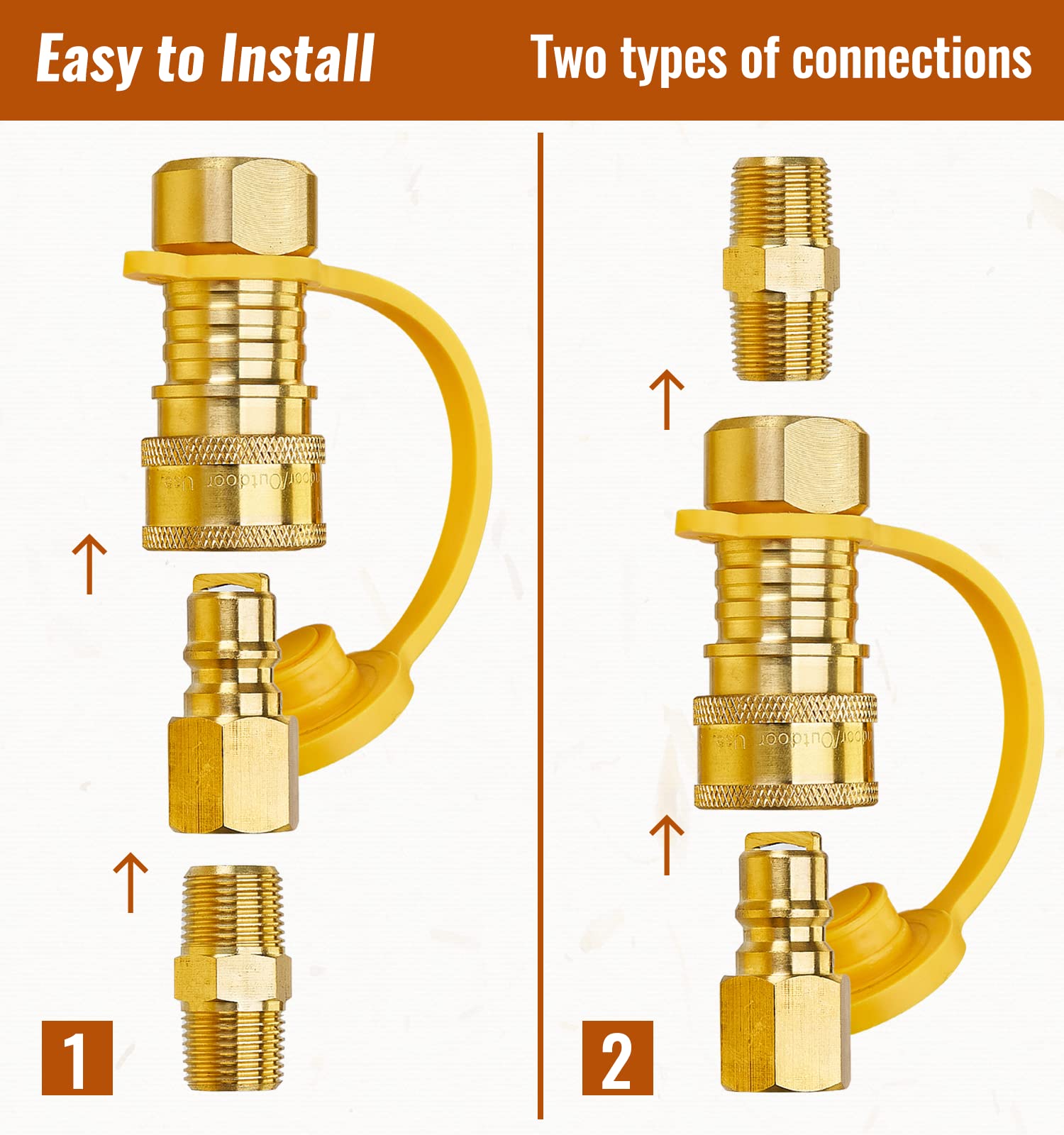 Natural Gas Quick Connector 3/8" Fittings for Propane Hose 