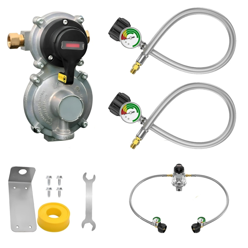 RV 2-Stage Automatic Propane Gas Regulator with Two Hose