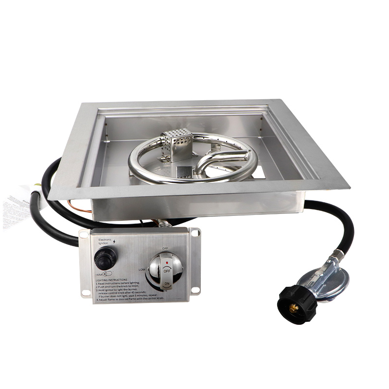 Square Stainless Steel Drop-in Fire Pit Kit