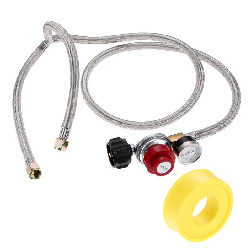 Adjustable Propane Regulator Braided Y-Splitter Hose 0-30PSI