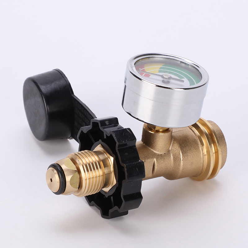 Propane Tank Adapter with Gauge Leak Detector POL to QCC1