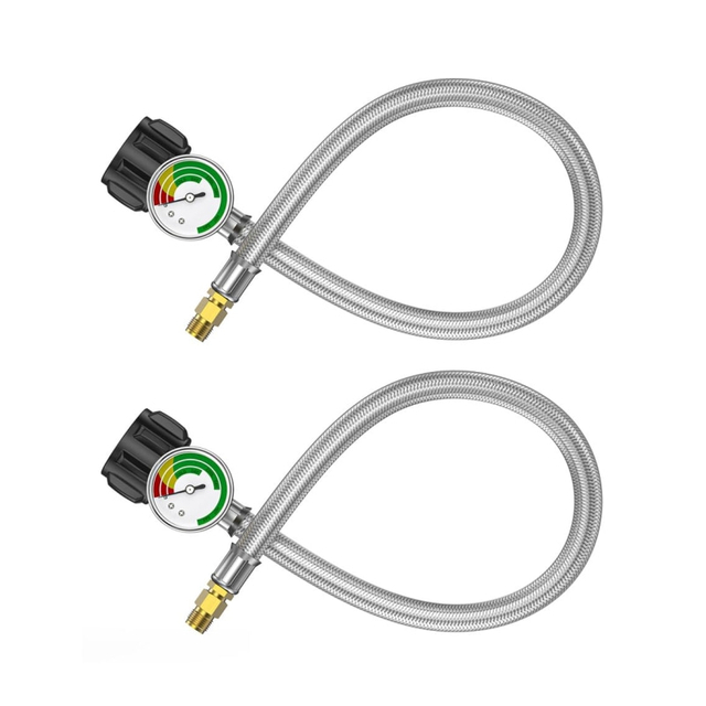 Propane Braided Hose for Dual Stage Regulator with Gauge