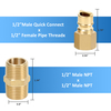 1/2" Brass LP Gas Quick Connect Disconnect Connector Kit