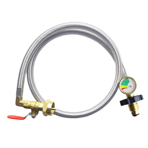 Propane Refill SS Hose POL Connector with Valve and Gauge