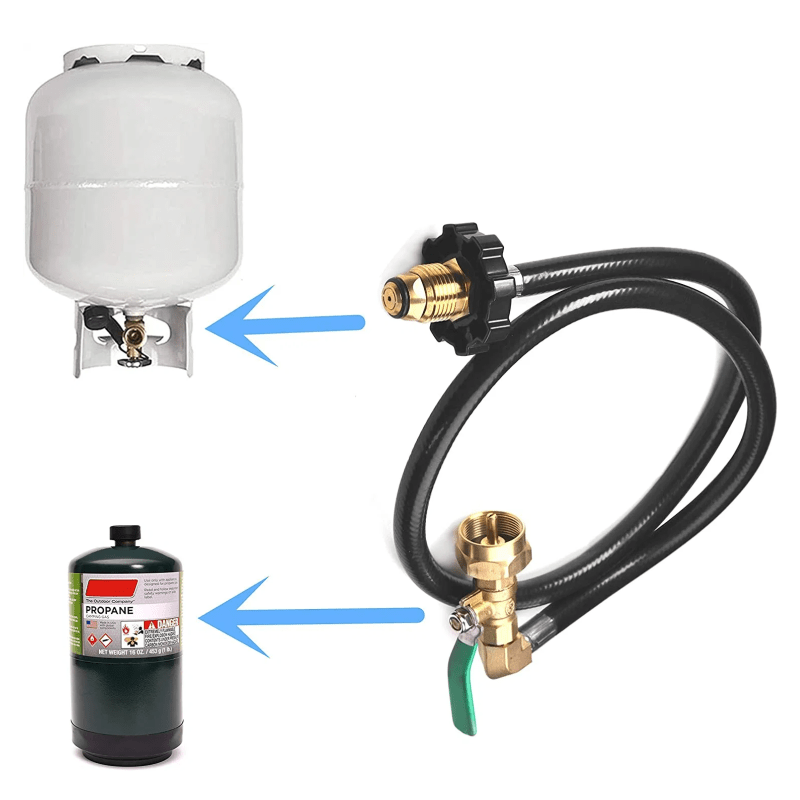 POL Propane Refill Hose with on-off Control Valve