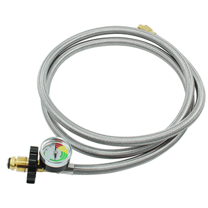 1/4'' NPT POL Propane Pigtail Braided Hose with Gauge