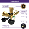 3Way Propane Tank Splitter POL with Gauge and Shut-Off Valve