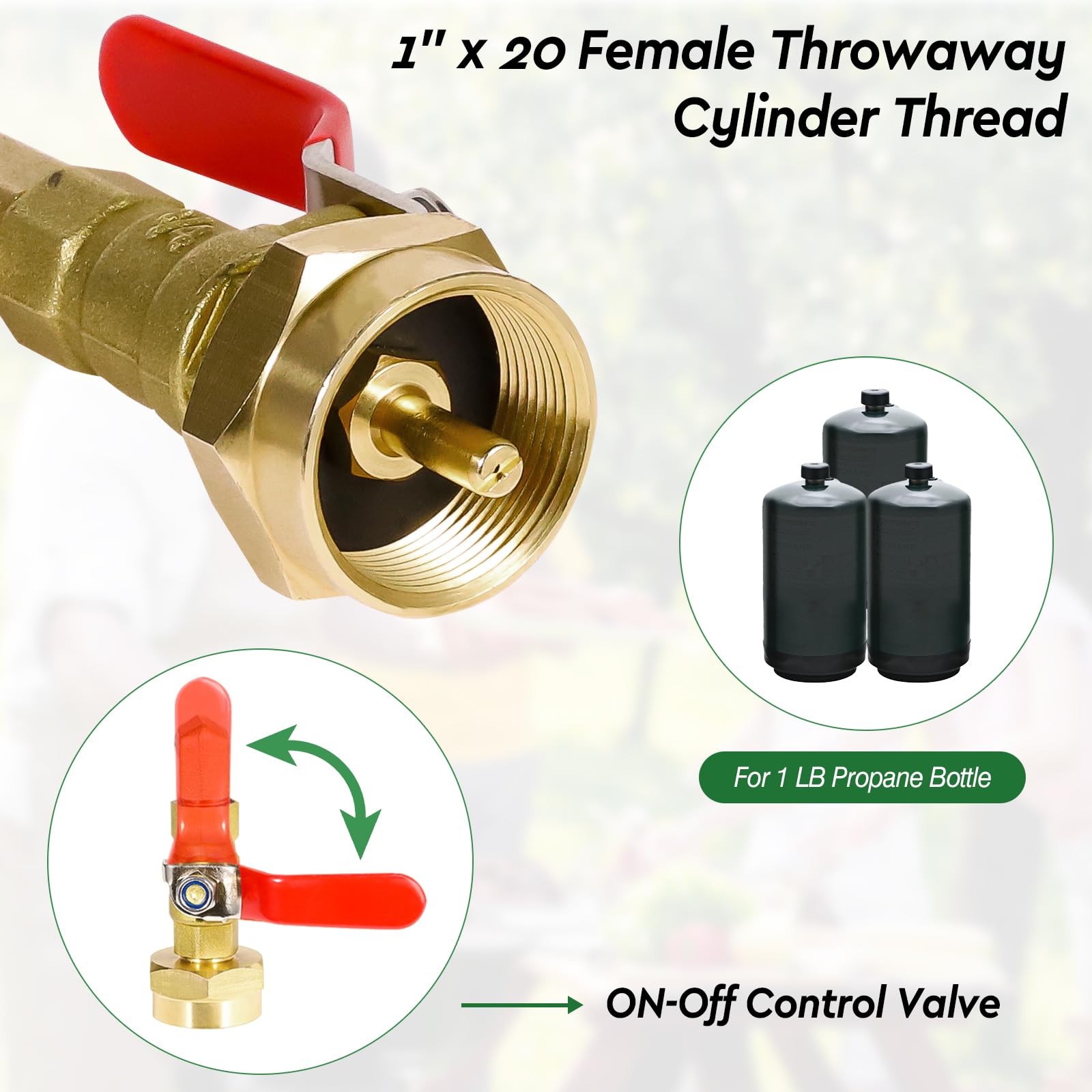 Propane Refill Adapter Hose with Gauge and Control Valve