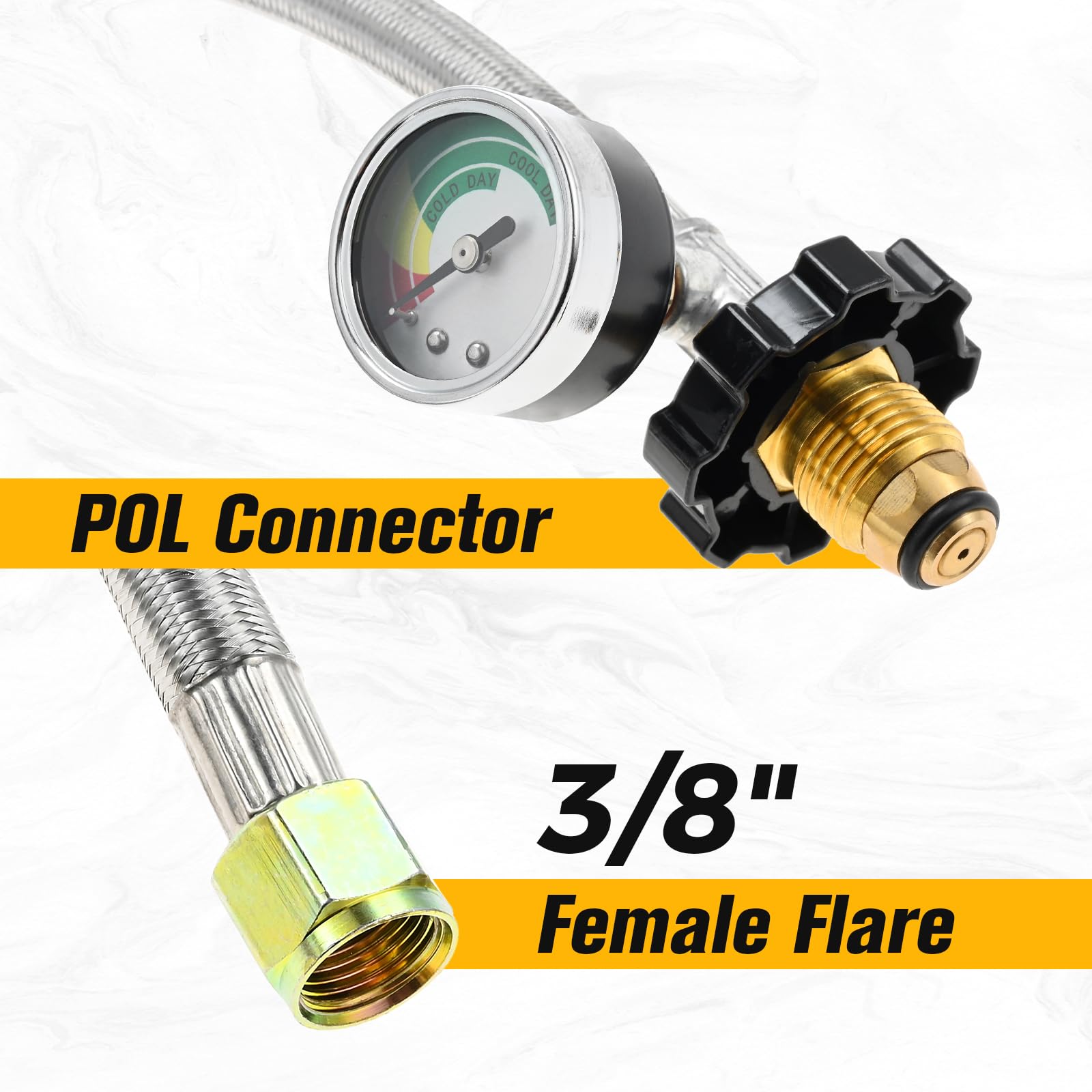 Propane Braided POL Hose with 3/8" Female Flare Fitting