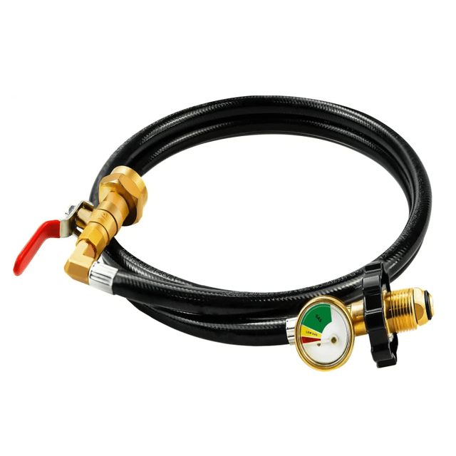 Propane POL Connector Refill Adapter Hose with Gauge 