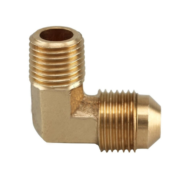 Brass 3/8" Male Flare x 1/4" Male Pipe Thread 90° Elbow
