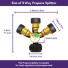 3Way Propane Tank Splitter POL with Gauge and Shut-Off Valve