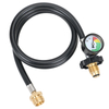 8FT POL Propane Tank Hose Adapter 1lb to 20lb with Gauge