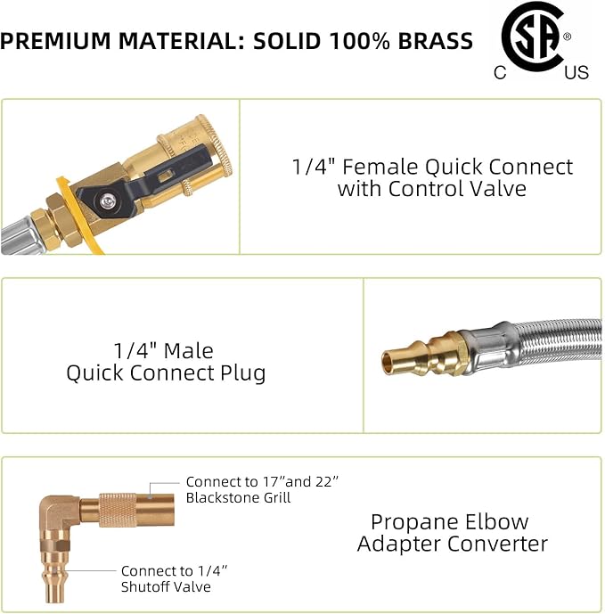 Propane SS Hose Quick Connect Fitting with 1/4" Male Plug
