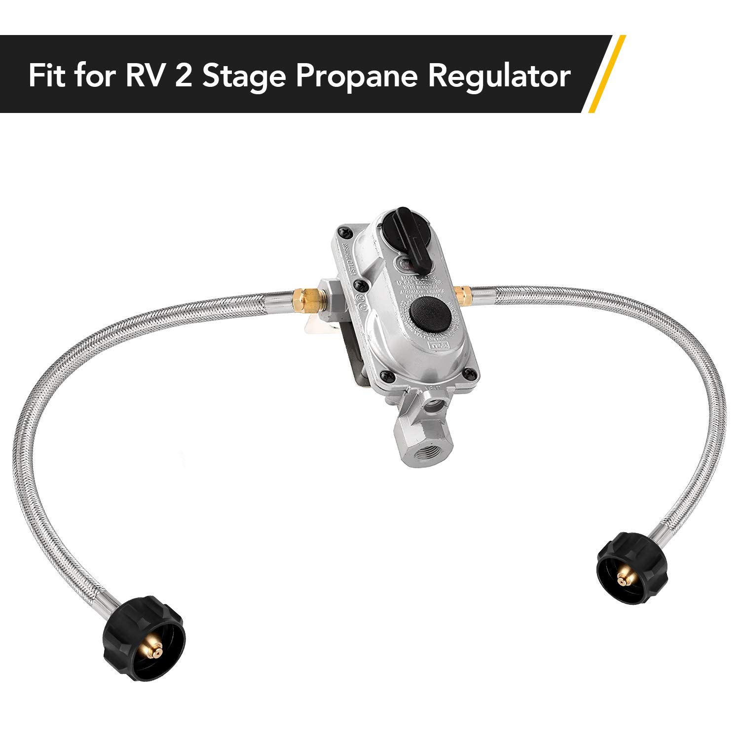 1/4" QCC1 RV Propane Braided Hose for Two-Stage Regulator