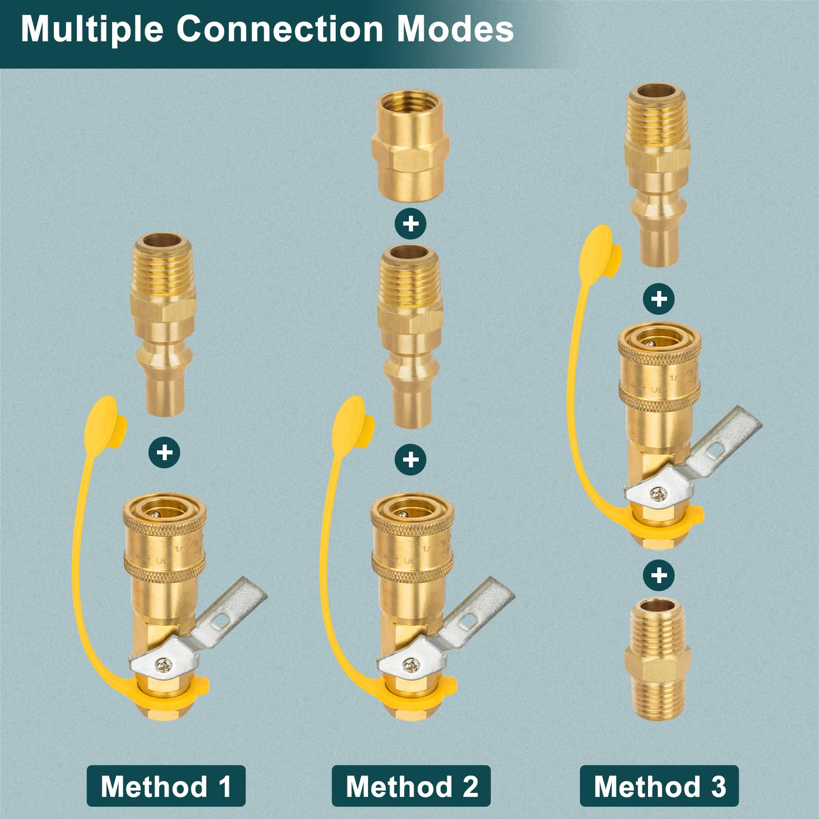 1/4" RV Propane Quick Connect Fittings with Shutoff Valve