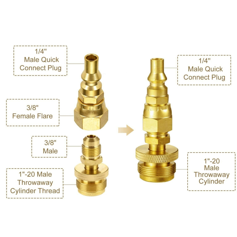  1/4" Quick Connect Plug 1lb Propane BBQ Disposal Adapter 