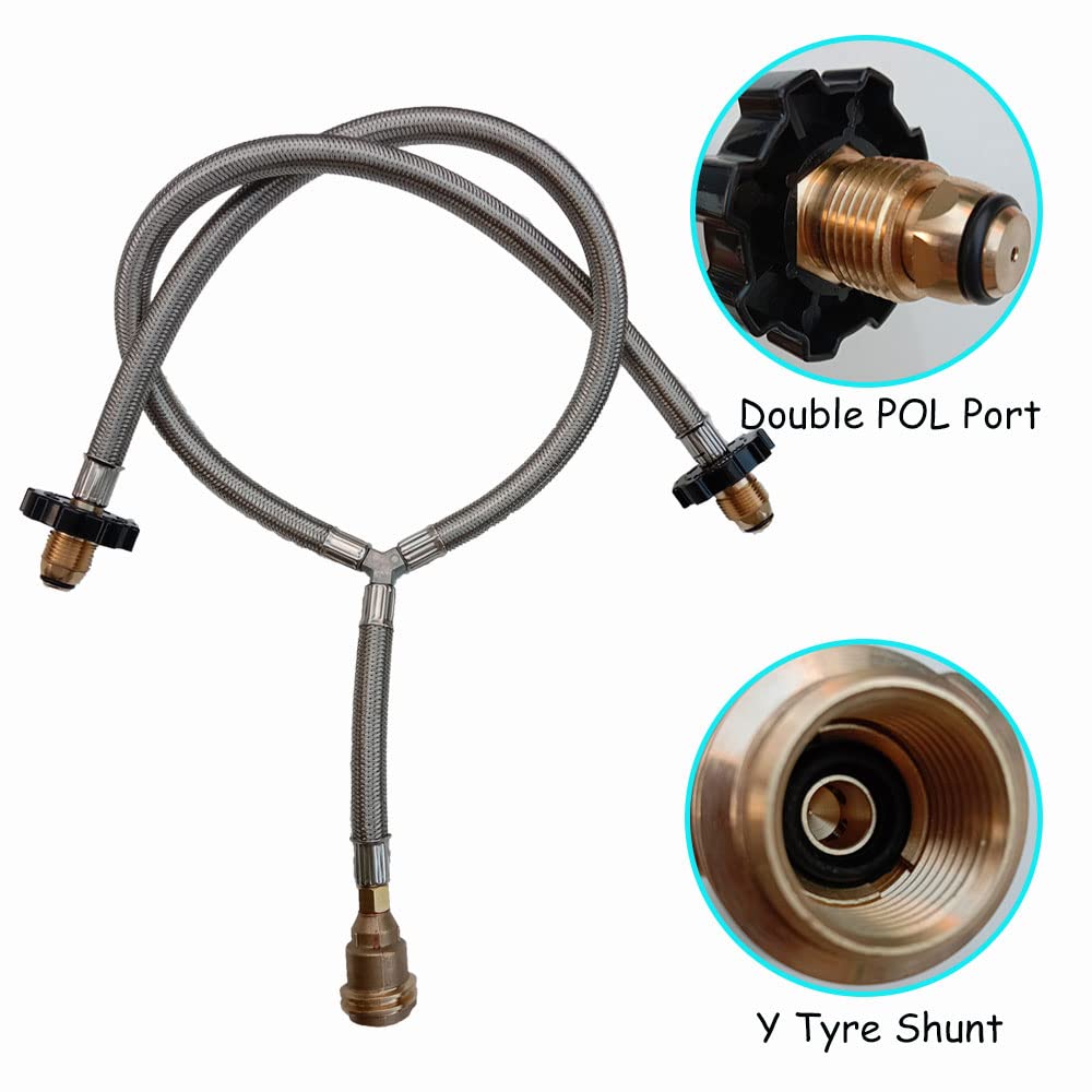 2-Way Braided Y-Splitter Propane Adapter Hose 
