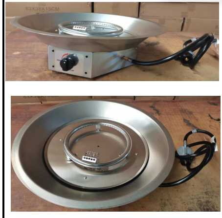 550*250mm Round Fire Pit Burner Pan Stainless Steel Drop-in 