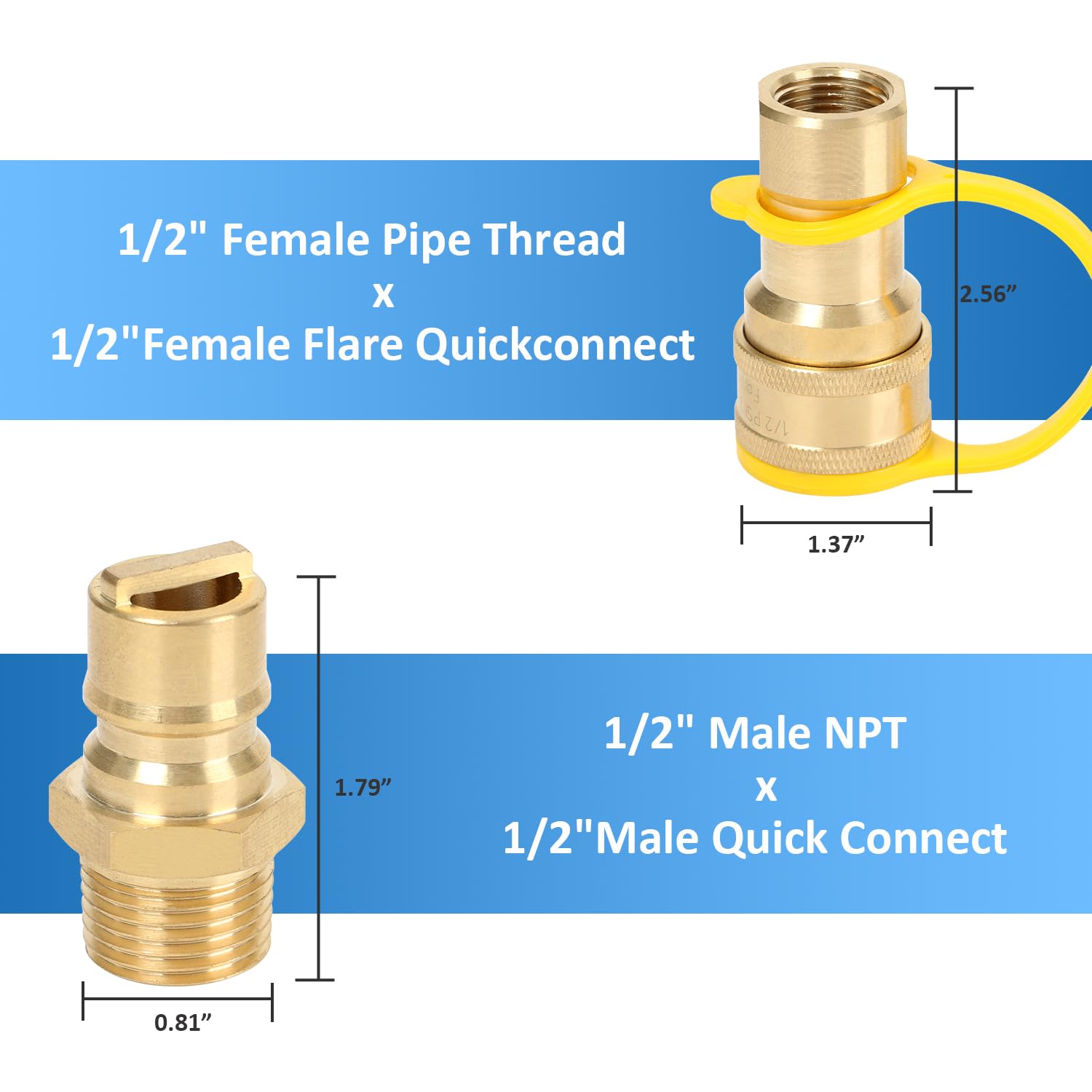 1/2" Brass LP Gas Quick Connect Disconnect Connector Kit