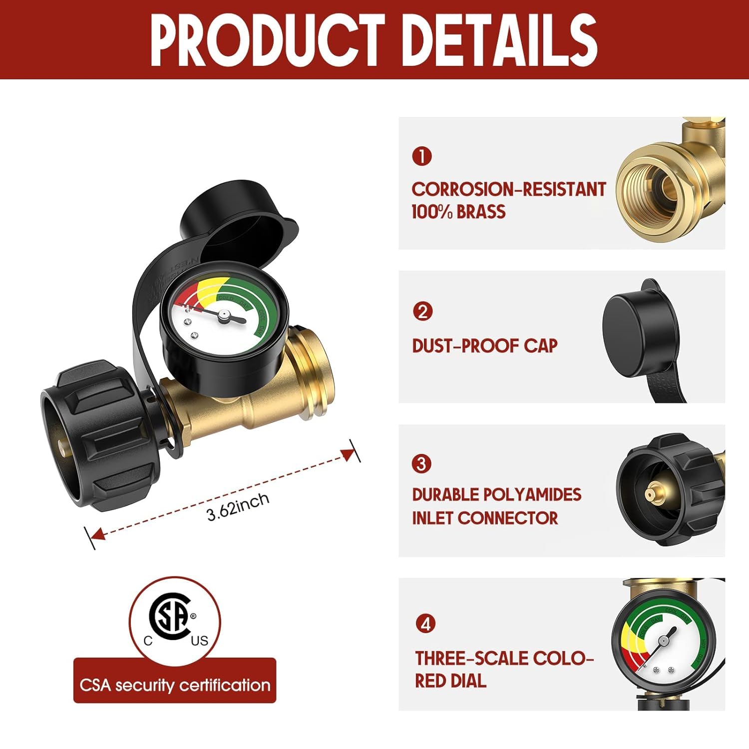 Universal Propane Tank Gauge for 5-20 Pound LP Tanks