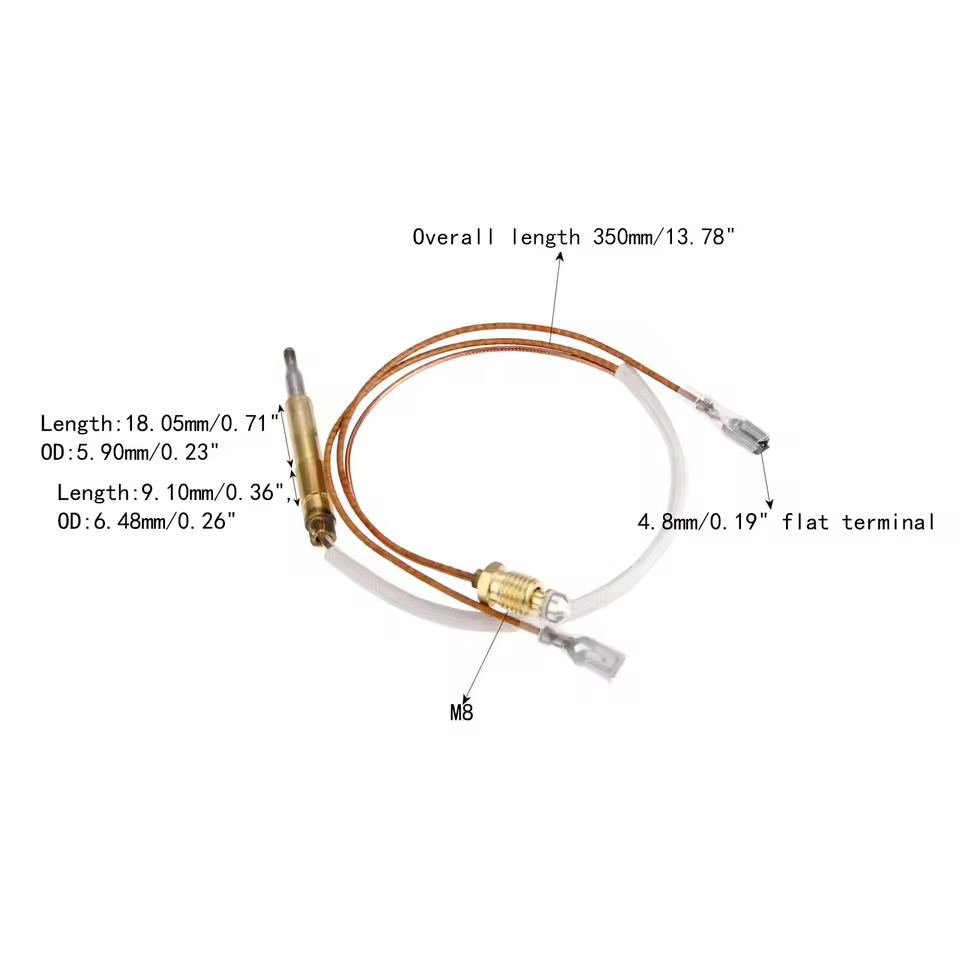 350mm Thermocouple with M8 Nut for Gas Patio Heater