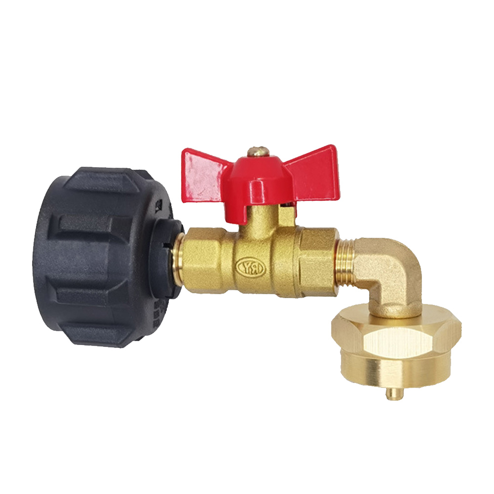 90 Degrees Propane Refill Elbow Adapter with 1/4inch Valve