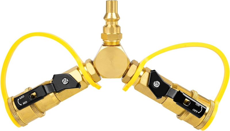 Y-Splitter 1/4" RV Quick Connect with Shutoff Valve