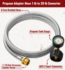 Propane Adapter Braided Hose with Gauge for Buddy Heater